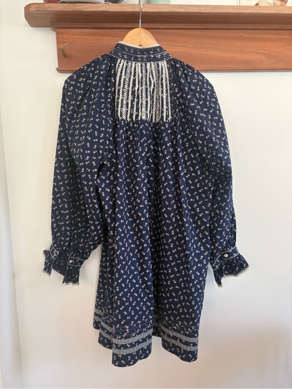 DOEN Navy Beatrice long sleeve floral dress - Picture 5 of 12